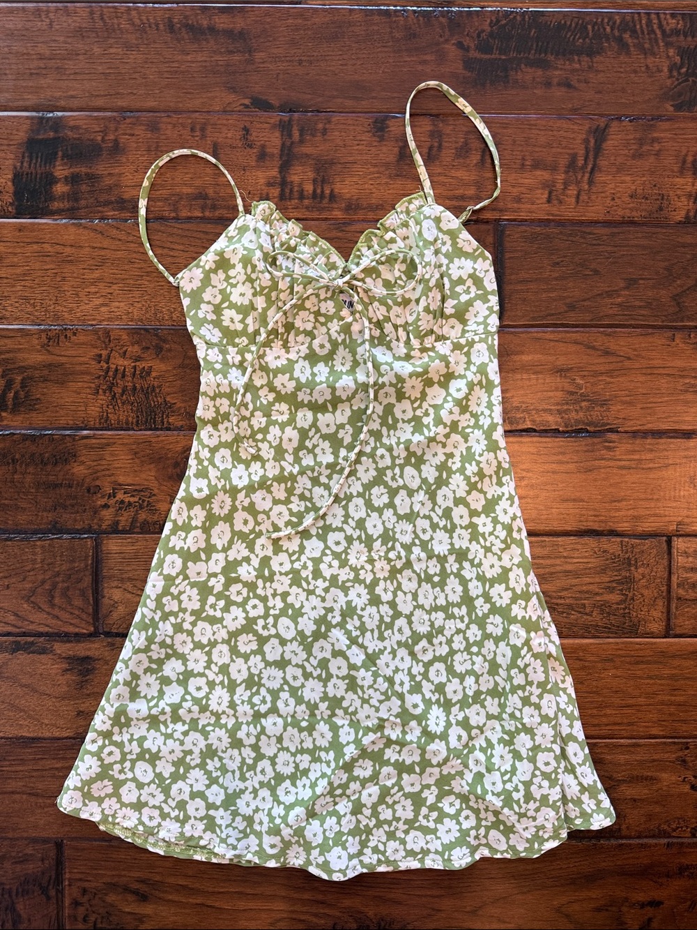 Princess Polly Olive Green Floral Slip Mini Dress